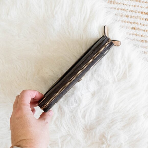 Coach Peyton Long Zip Around Wallet F50180 Signature CC Accordion Brown Tan - Picture 5 of 12